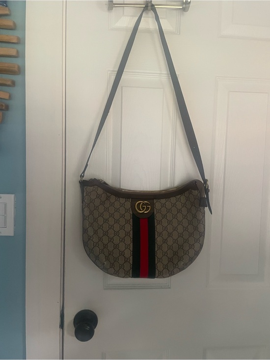 No brand Handbags - Gucci Brown GG Canvas Shoulder Bag with Green & Red Stripe